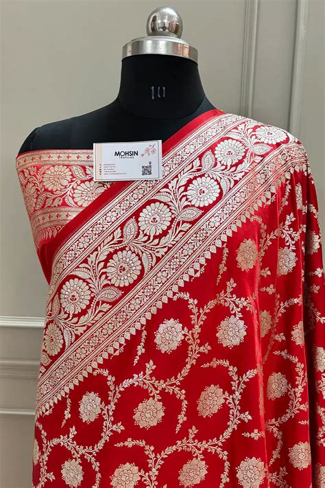 Red Golden Zari Katan Silk Banarasi Saree – Mohsin Textiles
