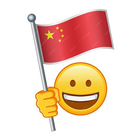 Premium Vector | Emoji with china flag large size of yellow emoji smile