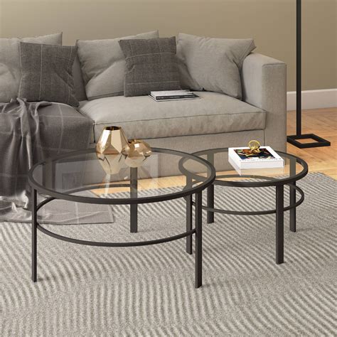 Evelyn&Zoe Contemporary Nesting Coffee Table Set with Glass Top - Walmart.com - Walmart.com
