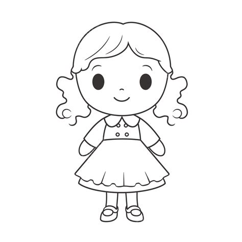 Doll Black And White Clipart