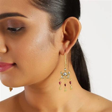 Buy Kundan Stone Silver Earrings Online - Unniyarcha – Unniyarcha Design