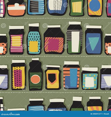 Seamless Jars Vector Pattern Stock Illustration - Illustration of ...