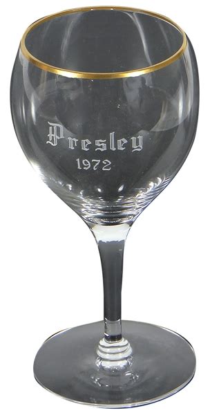 Lot Detail - Elvis Presley Owned & Used 1972 Gold Rim Engraved Wine Glass