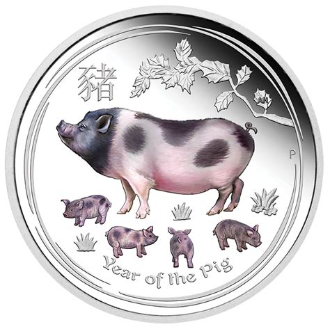 Coins Australia - 2019 生肖 猪年 1盎司彩色精制银币