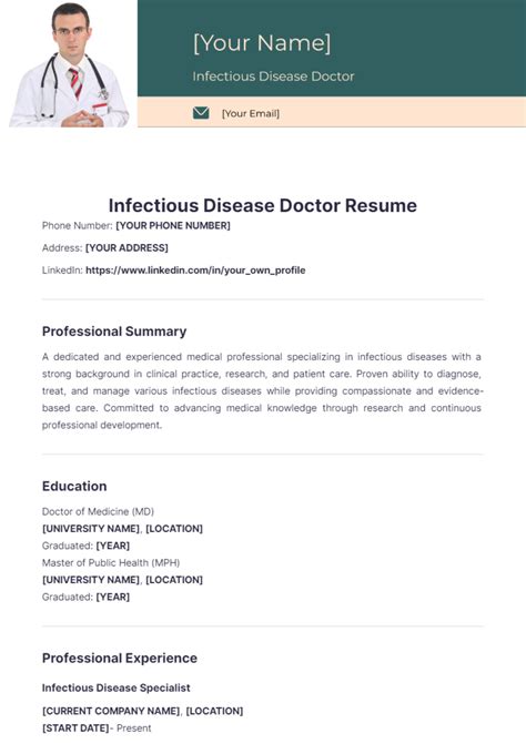 Infectious Disease Specialist Sample Resume