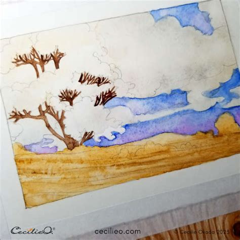 Image result for Watercolor Fall Landscape Tutorial