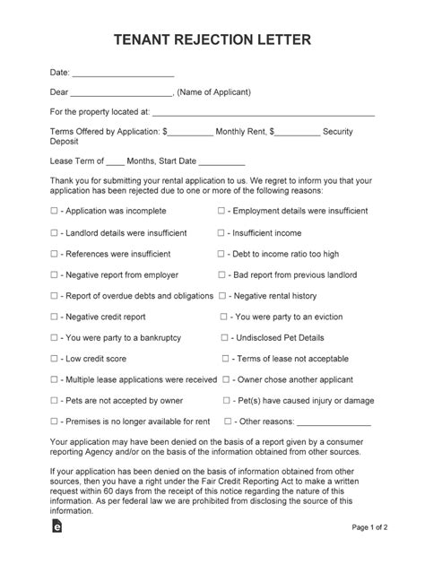 Tenant Rejection Letter Form - Fill Online, Printable, Fillable, Blank ...