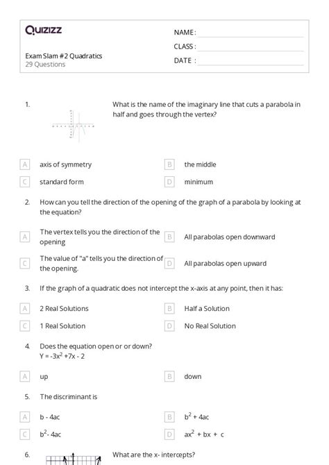 50+ graphing parabolas worksheets for 12th Class on Quizizz | Free ...