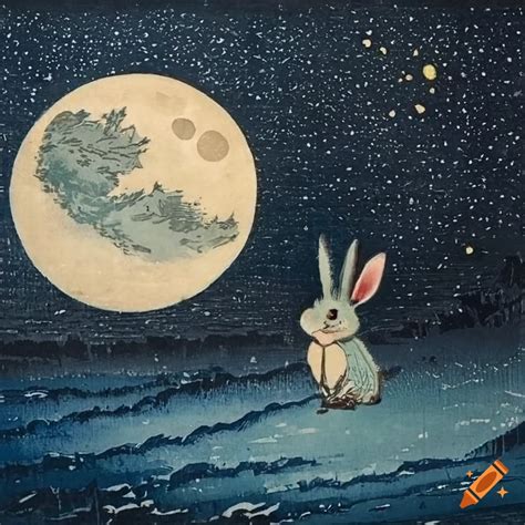 Japanese Rabbit On The Moon