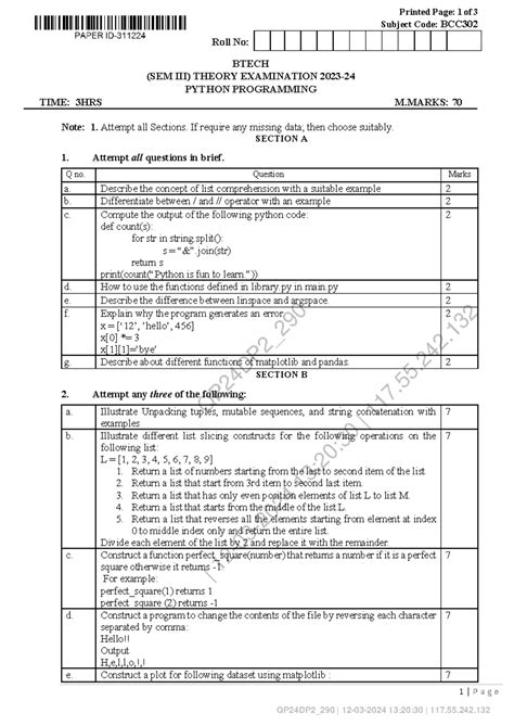 Mathematics IV (BAS) Previous Years Question Paper - SEM III Exam - Studocu