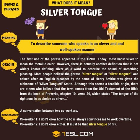 Silver Tongue Meaning, Origin and Examples • 7ESL