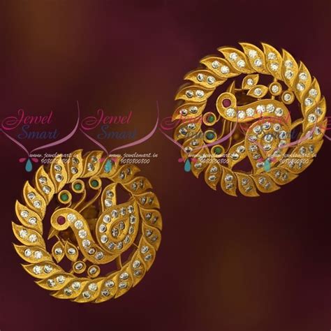 ER18929 Big Size Peacock Ear Studs American Diamond Multi Colour Stones ...