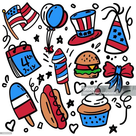 4th Of July Doodle Element Illustrationexpand Stock Illustration ...