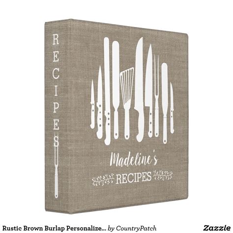 Rustic Brown Burlap Personalized Recipe Binder | Zazzle.com in 2021 ...