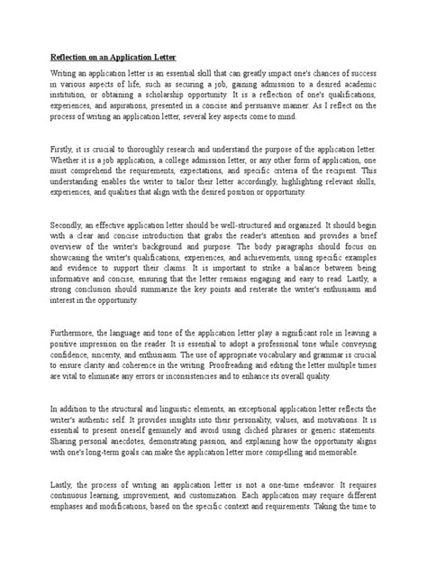 Image result for Reflection Letter Example