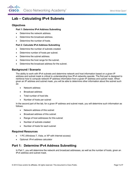 Lab Calculate IPv4 Subnets 的图像结果