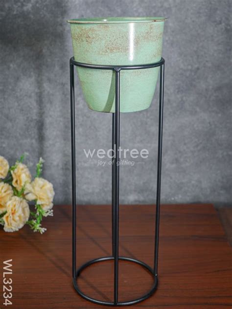 Pastel Green Planter Pot & Stand - WL3234 – Wedtree