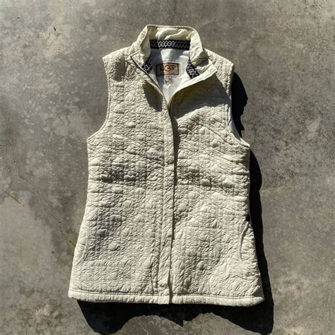Ugg Quilted Vest Women's Cream Puffer Vest Warm Nylon - Etsy