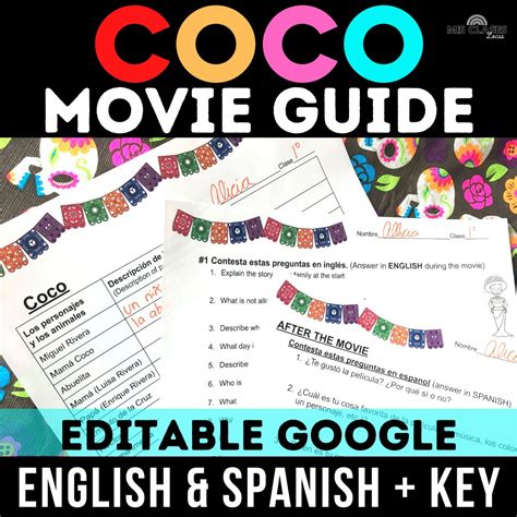 Editable Spanish Coco Movie Guide Worksheet - Mis Clases Locas