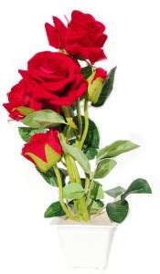 zonezer Red, Green, White Rose Artificial Flower with Pot Price in ...