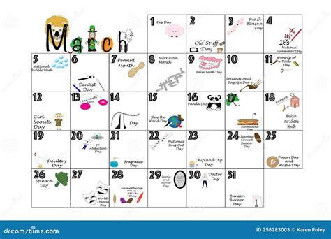 March 2023 Quirky Holidays and Unusual Celebrations Stock Illustration ...