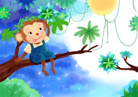 猴子捞月|儿童插画|插画|积极向上的名字 - 原创设计作品 - 站酷 (ZCOOL)