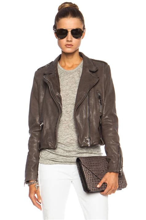 Barbara Bui Leather Jacket with Laces in Grey | FWRD