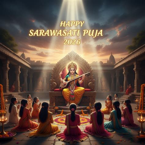 🔥 Happy Saraswati Puja 2026 Maa Saraswati Image Background Free Downl