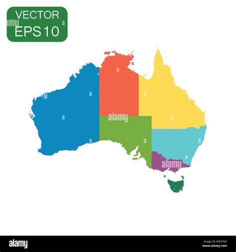 Australia color map with regions icon. Business cartography concept Australia pictogram. Vector ...