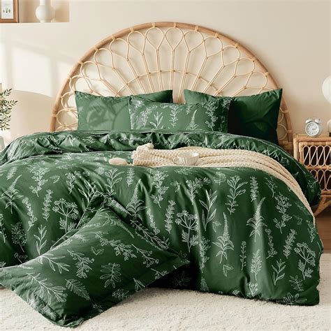 MUXHOMO Dark Green Bed in a Bag Queen 7 Pieces, Queen Comforter Set ...