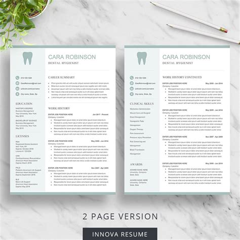 Dental Assistant Resume Template - Innova Resume | Modern Resume Templates