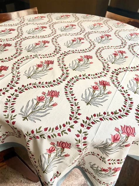Manika Block Print 6 Seater Rectangular Table Cover/Cloth – Looms & Clay