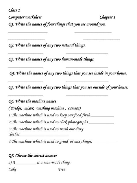 Image result for Grade One Computer Worksheet