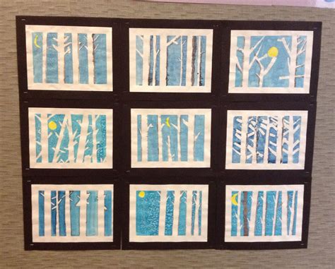 6th grade Birch tree winter art project. | Winter art projects, Birch ...