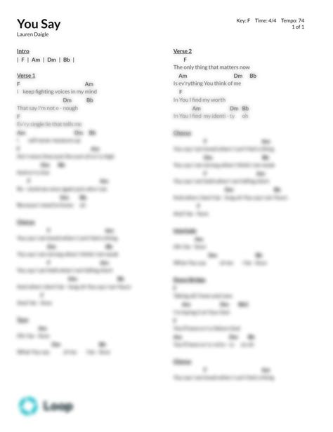 You Say - Chord Chart PDF Download | Loop Community