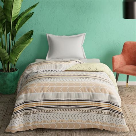 Buy PORTICO Marvella Beige Printed Cotton Single Bed Comforter ...
