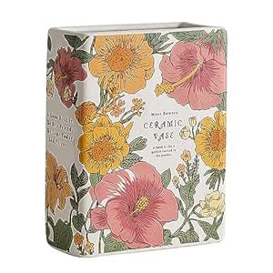 Buy Book Vase White Ceramic Vase Retro Book Shaped Flower Vase ...