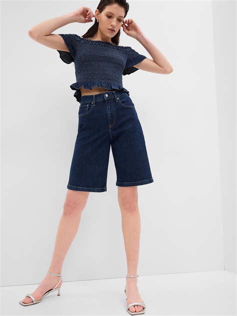 10" High Rise Stride Denim Bermuda Shorts | Gap