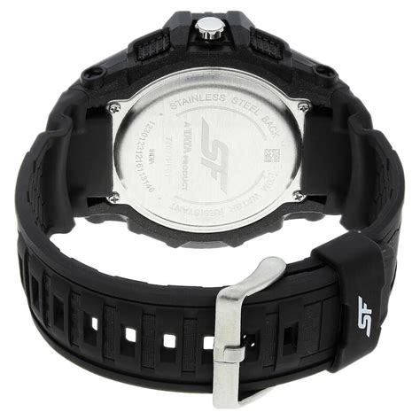 SF Quartz Analog Digital Black Dial Plastic Strap Watch for Men