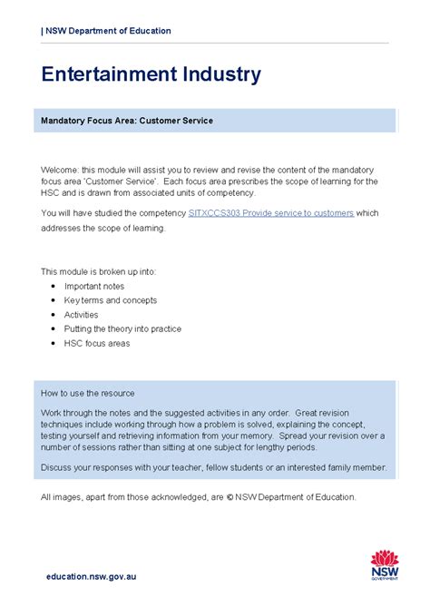 Vet S6 Customer Service in Entertainment Industry: HSC Focus Area Guide ...