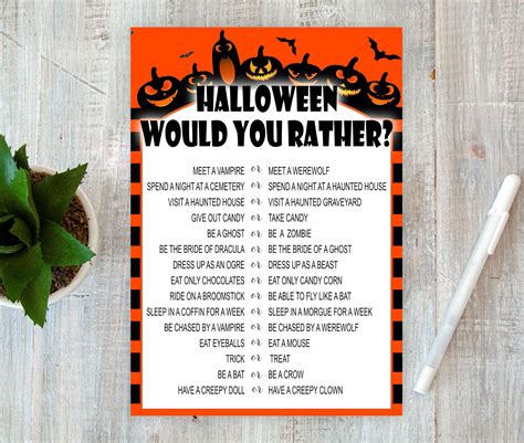 Would You Rather Halloween Printable - Printable Word Searches