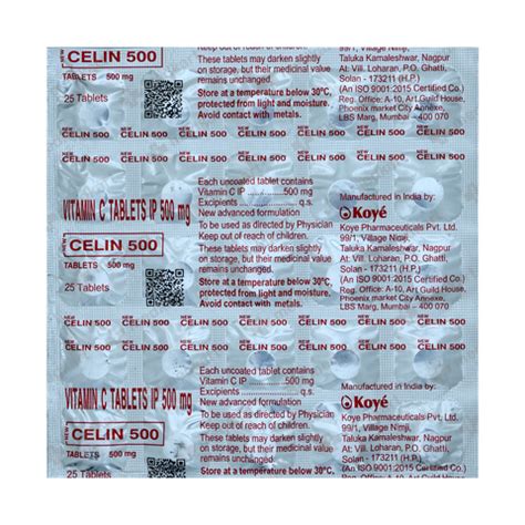 CELIN 500MG TABLET 25'S : View Price, Combination and Alternatives ...