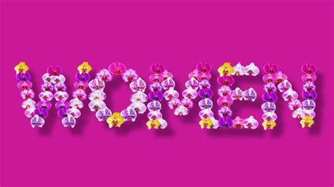 Le mot femmes composé de différents types de fleurs d'orchidées | Photo ...