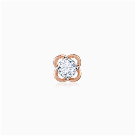 Rose Gold Floral Lab Grown Diamond Nose Pin – Heer by GIVA