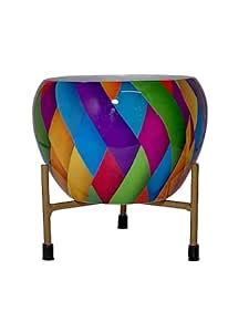 GREEN VIBES Metal Planter with Stand, Metal Flower Design Pot with ...