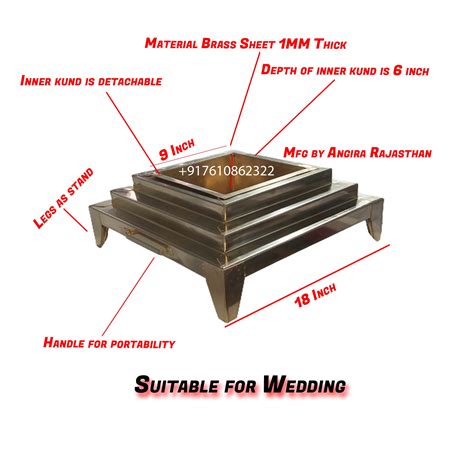 Handmade Hawan Kund in Brass 1MM Sheet, 18 inch Size – Angira Rajasthan