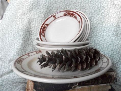 Carr China Bowls - Plate - Erwin Pattern - Grafton W Va - Brown Design ...