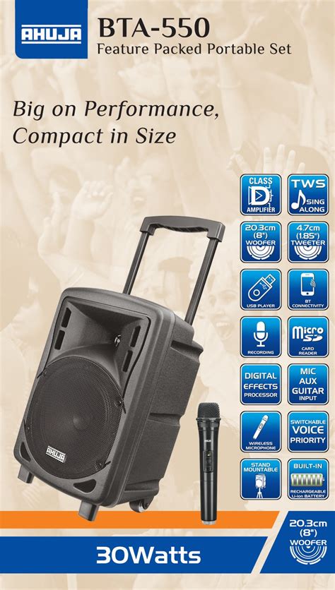 Ahuja BTA 550 Portable speaker with Bluetooth,USB,Recording, Sing alon ...