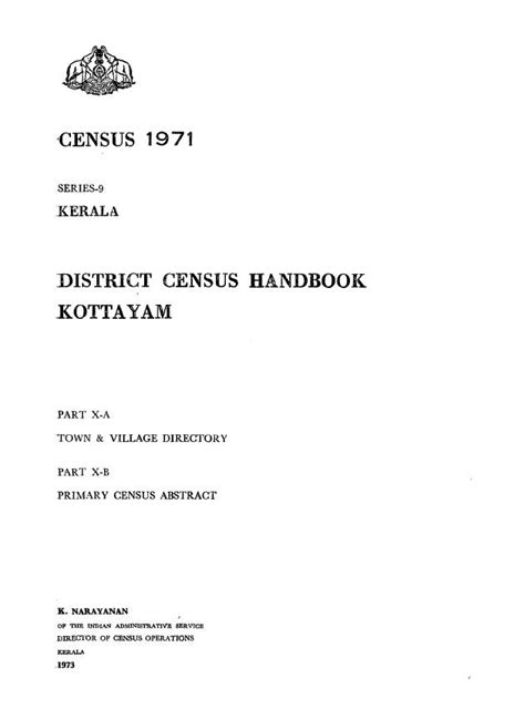 India - District Census Handbook, Kottayam, Part X-A, B, Series-9 ...