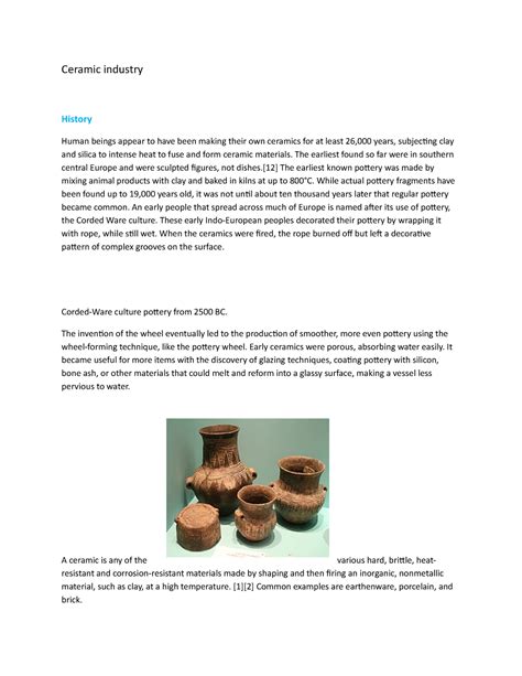 Ceramic industr-WPS Office - Ceramic industry History Human beings ...